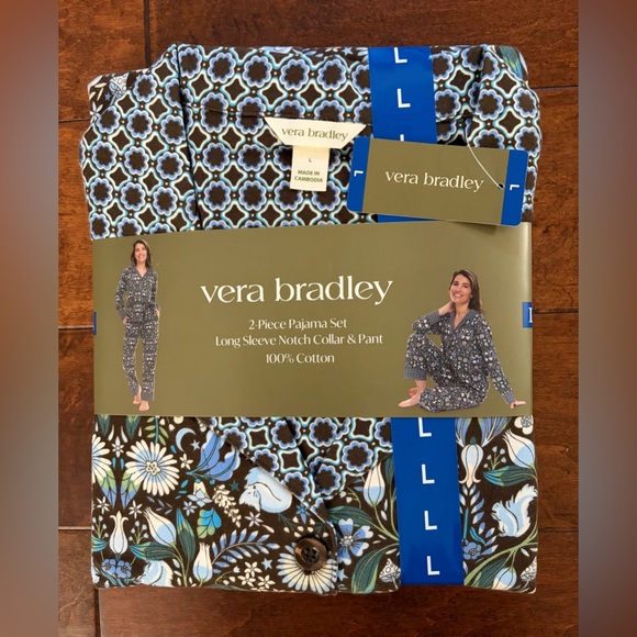 Vera Bradley Other - ❤️Vera Bradley Blue Floral 2-Piece Pajama Set 100% cotton New size L